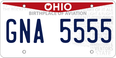 OH license plate GNA5555