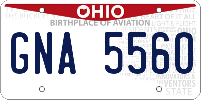 OH license plate GNA5560