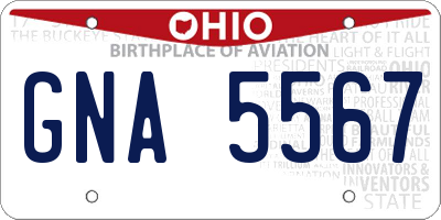 OH license plate GNA5567