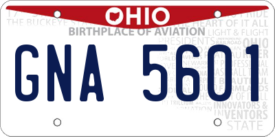 OH license plate GNA5601