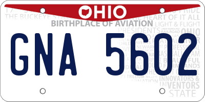 OH license plate GNA5602