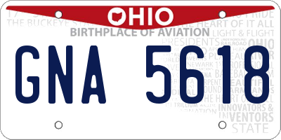 OH license plate GNA5618
