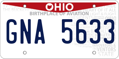 OH license plate GNA5633