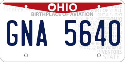 OH license plate GNA5640