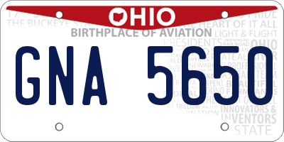 OH license plate GNA5650