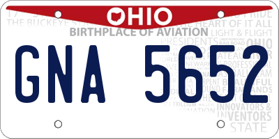 OH license plate GNA5652
