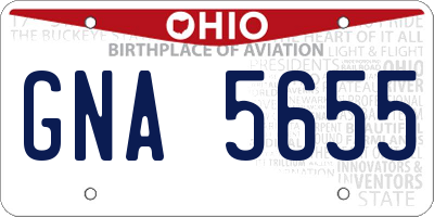 OH license plate GNA5655