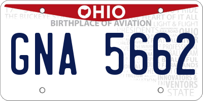 OH license plate GNA5662