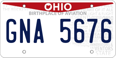 OH license plate GNA5676