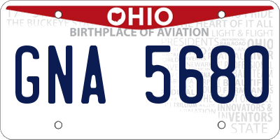 OH license plate GNA5680