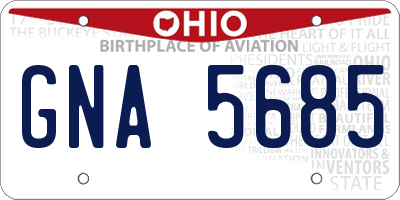 OH license plate GNA5685