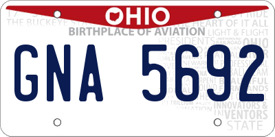OH license plate GNA5692