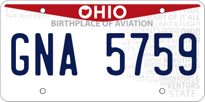 OH license plate GNA5759