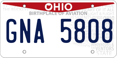 OH license plate GNA5808