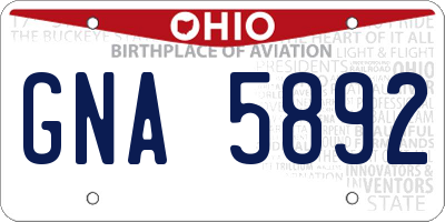 OH license plate GNA5892