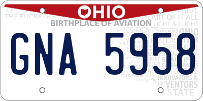 OH license plate GNA5958
