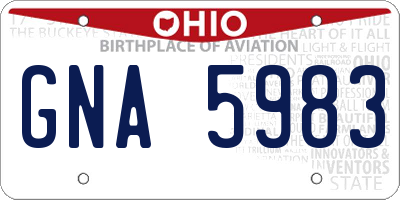 OH license plate GNA5983