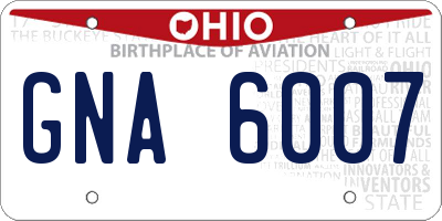 OH license plate GNA6007