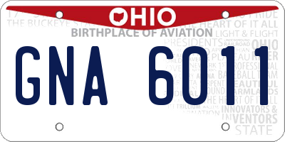 OH license plate GNA6011