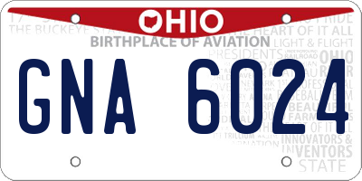 OH license plate GNA6024