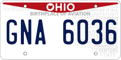 OH license plate GNA6036