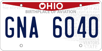 OH license plate GNA6040
