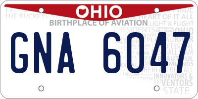 OH license plate GNA6047