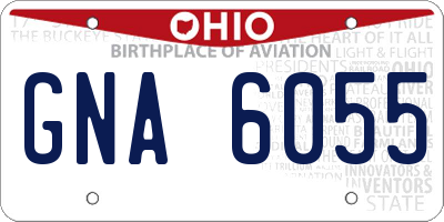 OH license plate GNA6055