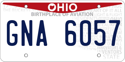 OH license plate GNA6057