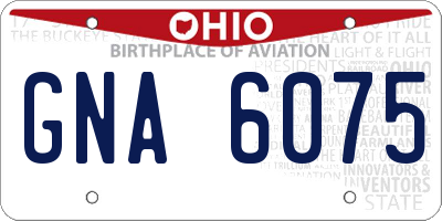 OH license plate GNA6075