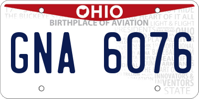 OH license plate GNA6076