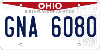 OH license plate GNA6080