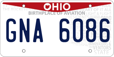 OH license plate GNA6086