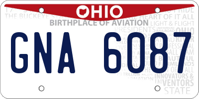 OH license plate GNA6087