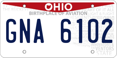 OH license plate GNA6102