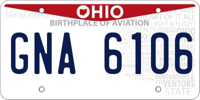 OH license plate GNA6106