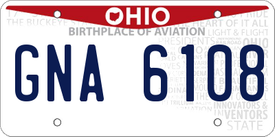 OH license plate GNA6108