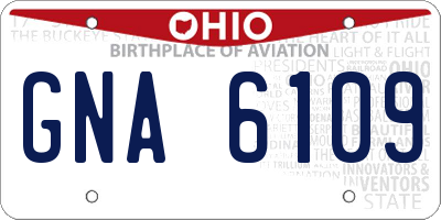 OH license plate GNA6109