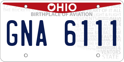 OH license plate GNA6111