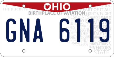 OH license plate GNA6119