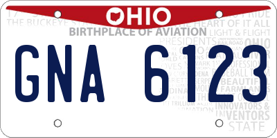 OH license plate GNA6123