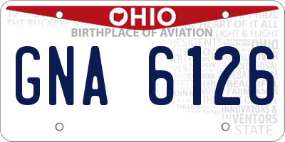 OH license plate GNA6126