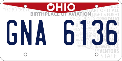 OH license plate GNA6136