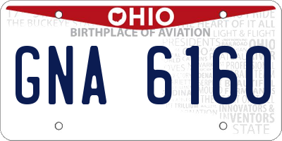 OH license plate GNA6160