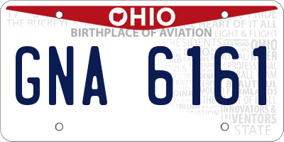 OH license plate GNA6161