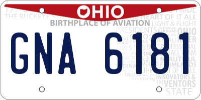 OH license plate GNA6181