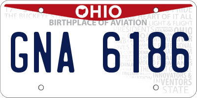 OH license plate GNA6186