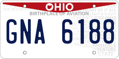 OH license plate GNA6188