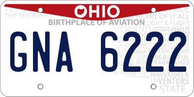 OH license plate GNA6222