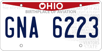 OH license plate GNA6223